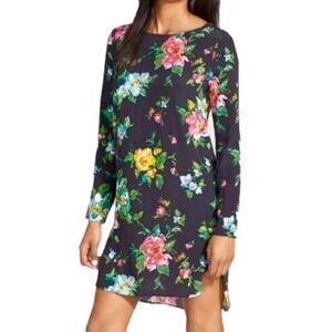 WAYF Floral Hi Lo Shift Dress Long Sleeves Medium